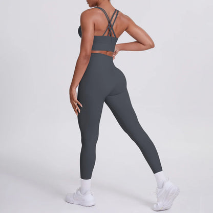 Yoga Suit 2 Pieces Women Tracksuit Sports Bra High Waist Legging Yoga Outfit Gym Set Fitness Workout Clothes Sportswear